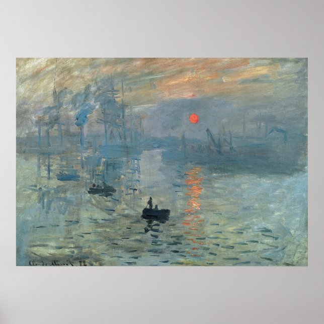 Monet Impression Sunrise Soleil Levant Painting Poster (Front)