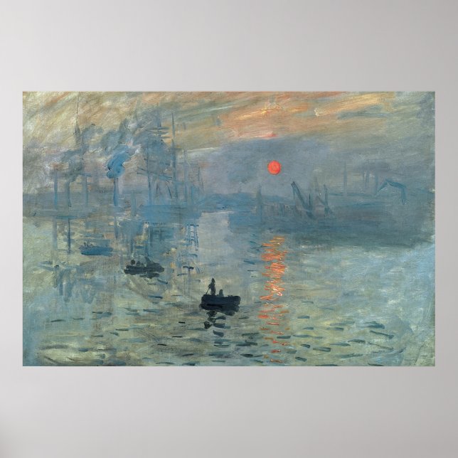 Monet Impression Sunrise Soleil Levant Painting Poster (Front)