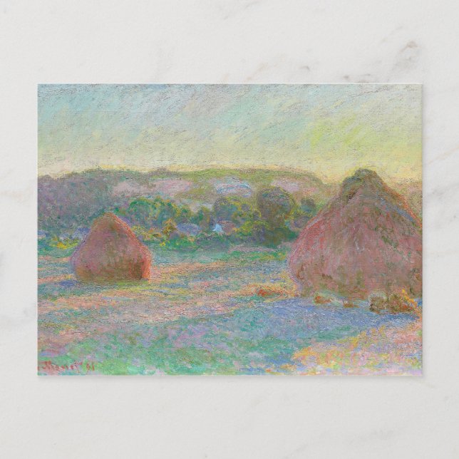 Monet Impressionist Art Haystacks End of Summer Postcard (Front)