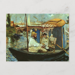Monet in his Studio Boat Postcard