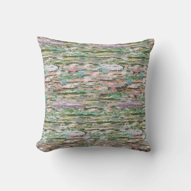 Monet Inspired Lily Pond Reflections Throw Pillow (Front)
