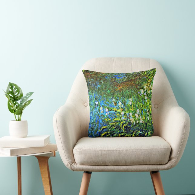 Monet - Iris at the Sea Wall Throw Pillow (Chair)