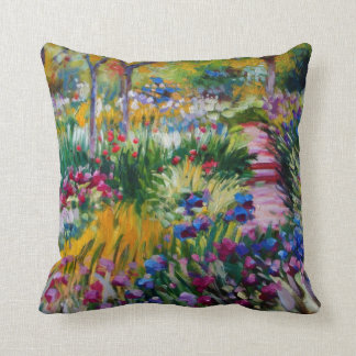 Monet Iris Garden Throw Pillow