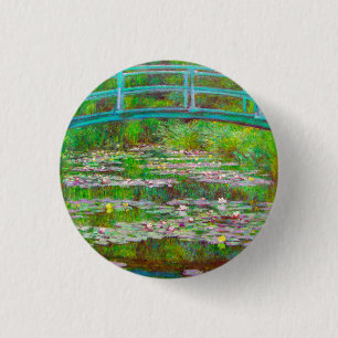  Monet Japanese Bridge and Water Lilies 1 Inch Round Button