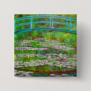 Monet Japanese Bridge and Water Lilies 2 Inch Square Button
