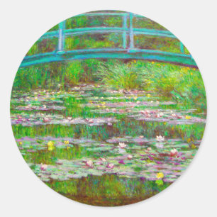 Monet Japanese Bridge and Water Lilies Classic Round Sticker