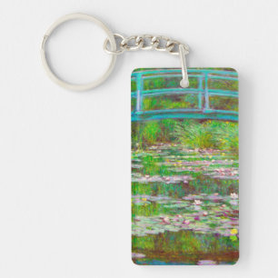 Monet Japanese Bridge and Water Lilies Keychain