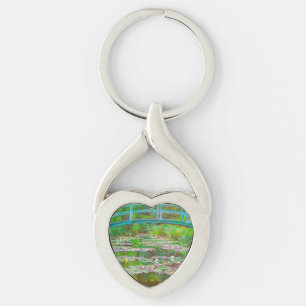 Monet Japanese Bridge and Water Lilies Keychain