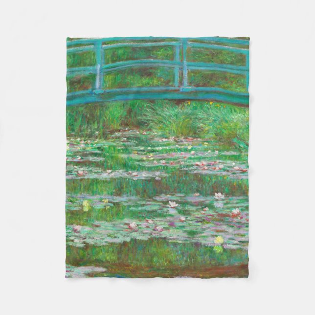 Monet Japanese Footbridge Fleece Blanket (Front)
