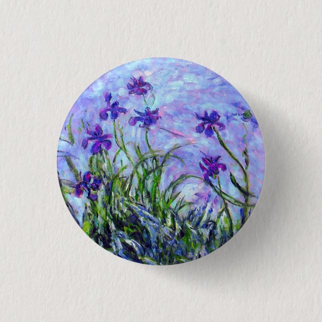 Monet Lilac Irises 1 Inch Round Button (Front)