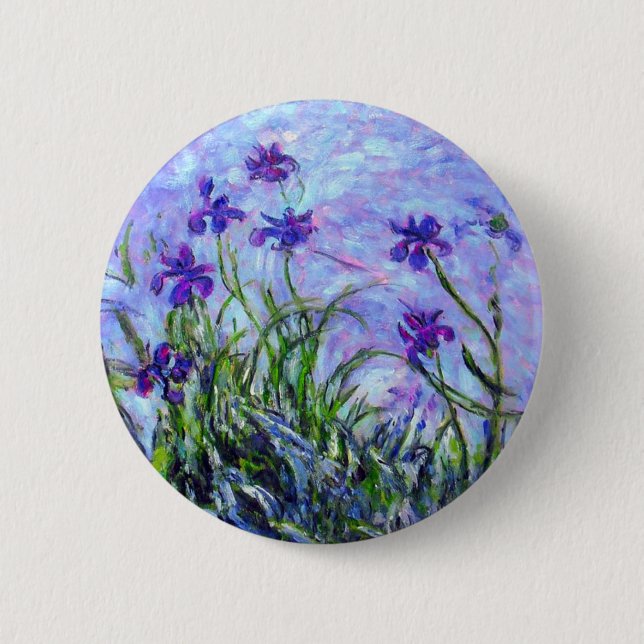 Monet Lilac Irises 2 Inch Round Button (Front)