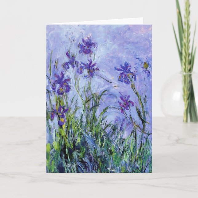 Monet Lilac Irises Greeting Card (Front)