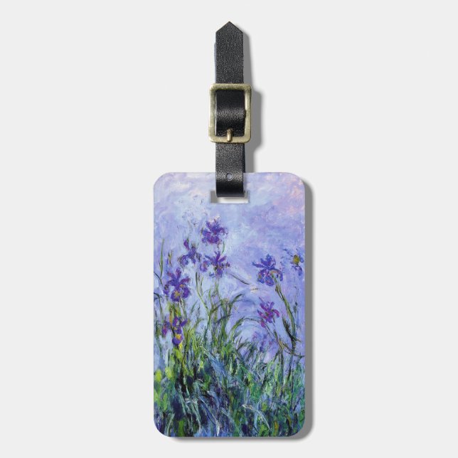 Monet Lilac Irises Luggage Tag (Front Vertical)