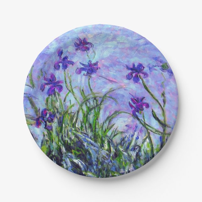 Monet Lilac Irises Paper Plate (Front)