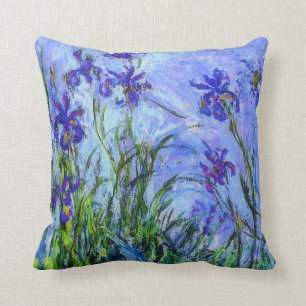 Monet - Lilac Irises Throw Pillow