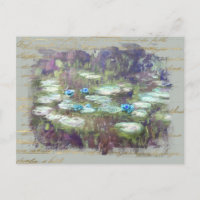 ** Monet Lily Pads Pond Old Gold Handwriting AR23