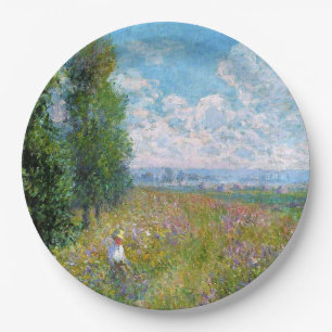 Monet - Meadow with Poplars Paper Plate