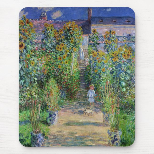 Monet , “ Monet's garden at Vétheuil ” Mouse Pad (Front)