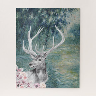 Monet Morning Seine and Fancy Stag Compilation  Jigsaw Puzzle