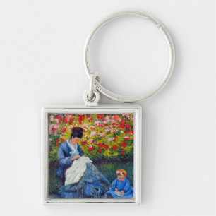 Monet Mother and Child in Garden Keychain