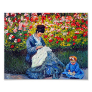 Monet Mother and Child in Garden Photo Print