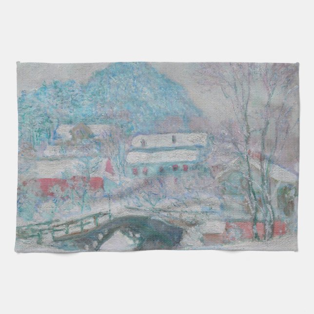 Monet - Norway, Sandviken Village in the Snow Kitchen Towel (Horizontal)