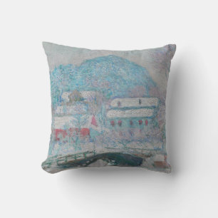 Monet - Norway, Sandviken Village in the Snow Throw Pillow