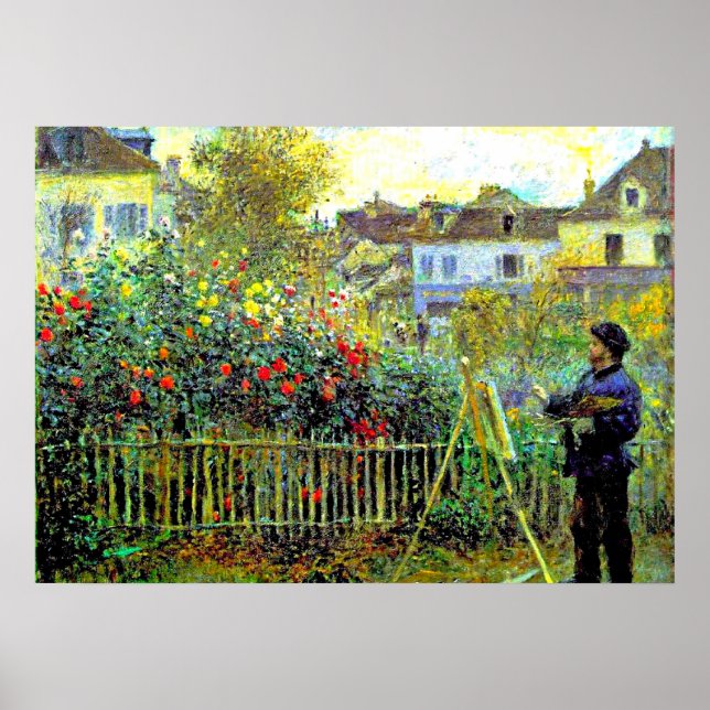 Monet Painting in his Garden at Argenteuil Poster (Front)