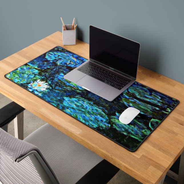 Monet painting, Water Lilies, Blue, Desk Mat (Office 2)