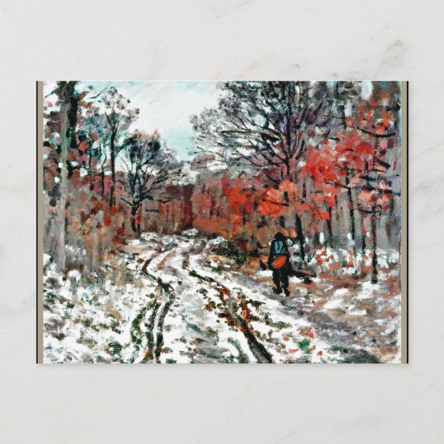 Monet - Path through the Forest, Snow Effect Postcard (Front)
