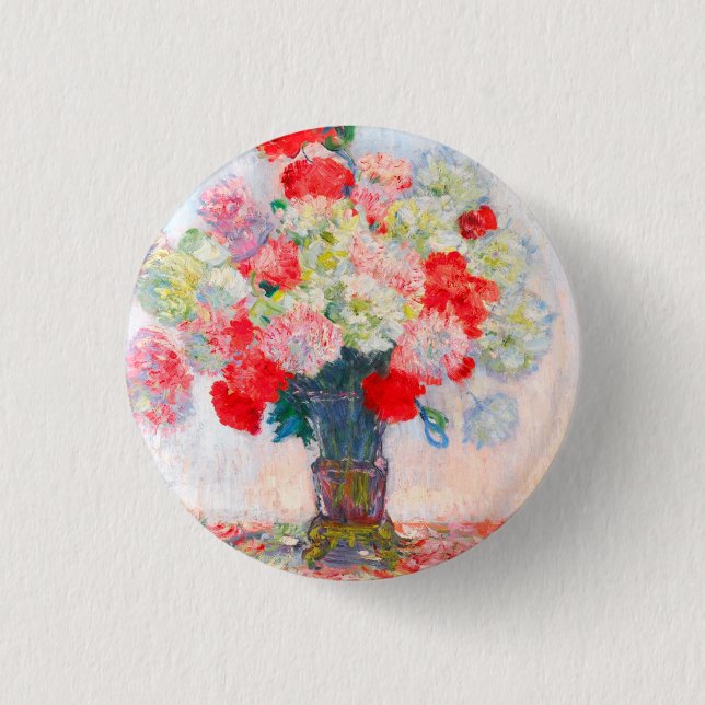 Monet Peonies 1 Inch Round Button (Front)