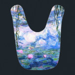 Monet Pink Water Lilies  Bib<br><div class="desc">A Monet pink water lilies baby bib featuring beautiful pink water lilies floating in a calm blue pond with lily pads. A great Monet gift for fans of impressionism and French art. Serene nature impressionism with lovely flowers and scenic pond landscape.</div>