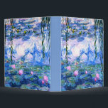 Monet Pink Water Lilies Binder<br><div class="desc">A Monet pink water lilies 3 ring binder featuring beautiful pink water lilies floating in a calm blue pond with lily pads. A great Monet gift for fans of impressionism and French art. Serene nature impressionism with lovely flowers and scenic pond landscape.</div>
