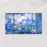 Monet Pink Water Lilies  Business Card<br><div class="desc">A Monet pink water lilies standard business card featuring beautiful pink water lilies floating in a calm blue pond with lily pads. A great Monet gift for fans of impressionism and French art. Serene nature impressionism with lovely flowers and scenic pond landscape.</div>