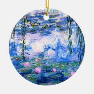 Monet Pink Water Lilies Ceramic Ornament