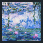 Monet Pink Water Lilies  Faux Canvas Print<br><div class="desc">A Monet pink water lilies canvas print 10"x10" featuring beautiful pink water lilies floating in a calm blue pond with lily pads. A great Monet gift for fans of impressionism and French art. Serene nature impressionism with lovely flowers and scenic pond landscape.</div>
