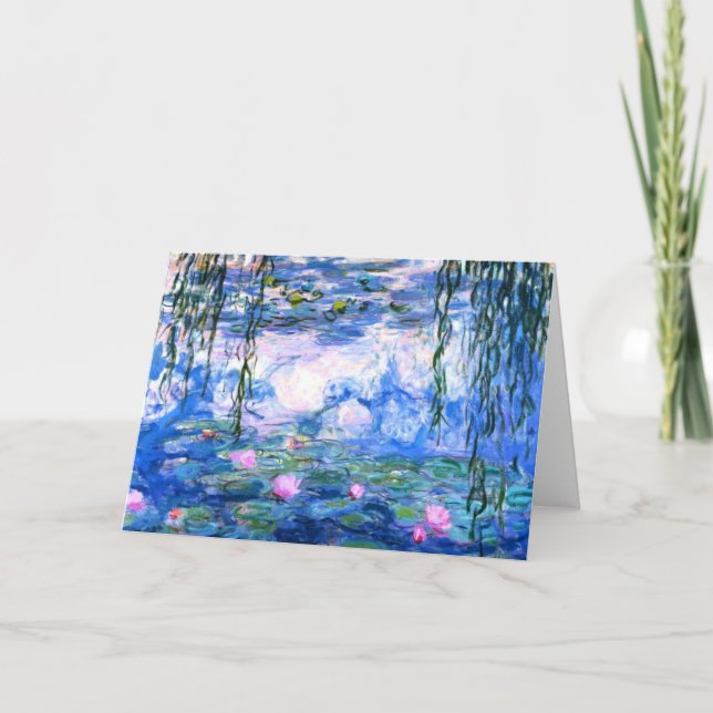 Monet Pink Water Lilies Greeting Card (Front)