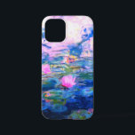 Monet Pink Water Lilies iPhone 12 Mini Case<br><div class="desc">A Monet iPhone 12 Mini Case featuring beautiful pink water lilies floating in a calm blue pond with lily pads. A great Monet gift for fans of impressionism and French art. Serene nature impressionism with lovely flowers and scenic pond landscape.</div>