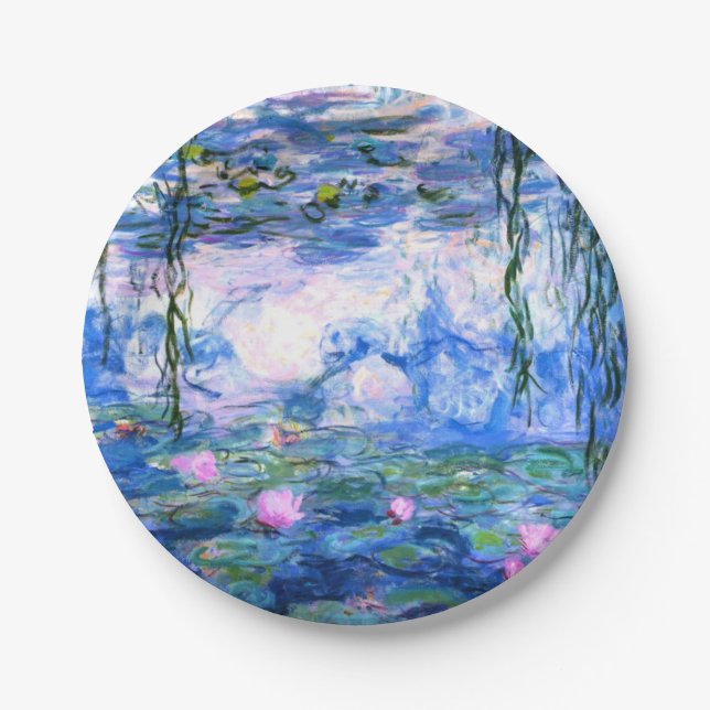 Monet Pink Water Lilies  Paper Plate (Front)