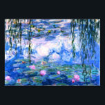 Monet Pink Water Lilies  Table Number<br><div class="desc">A Monet pink water lilies table card featuring beautiful pink water lilies floating in a calm blue pond with lily pads. A great Monet gift for fans of impressionism and French art. Serene nature impressionism with lovely flowers and scenic pond landscape.</div>