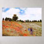 Monet Poppies Poster<br><div class="desc">Monet Poppies poster. Oil on canvas from 1873. One of Monet’s most famous and beloved earlier paintings,  Coquelicots or Red Poppies features two women walking with their children in a sunny field of red poppy flowers. A pretty gift for fans of Monet,  Red Poppy paintings,  French art,  and Impressionism.</div>