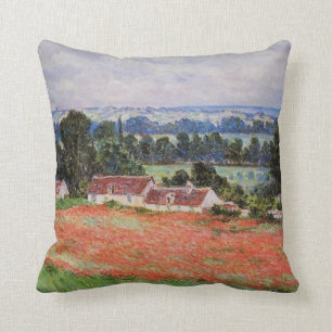 Monet - Poppy Field at Giverny Throw Pillow