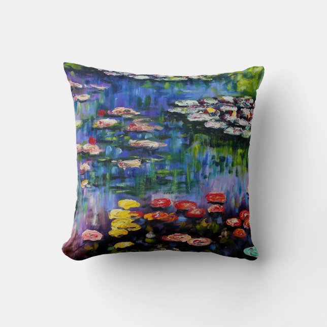 Monet Purple Water Lilies Pillow (Front)