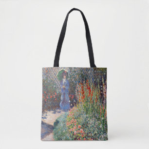 Monet - Rounded Flower Bed, famous painting, Tote Bag