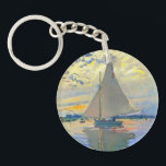 Monet Sailboat at Le Petit-Gennevilliers<br><div class="desc">Keychain featuring Claude Monet’s oil painting Sailboat at Le Petit-Gennevilliers (1874). A serene sailboat sails the waters in Paris,  France. Perfect for lovers of Impressionism and French art collectors!</div>