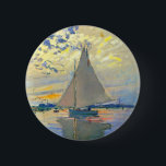 Monet Sailboat at Le Petit-Gennevilliers 2 Inch Round Button<br><div class="desc">Button featuring Claude Monet’s oil painting Sailboat at Le Petit-Gennevilliers (1874). A serene sailboat sails the waters in Paris,  France. Perfect for lovers of Impressionism and French art collectors!</div>