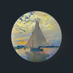 Monet Sailboat at Le Petit-Gennevilliers 2 Inch Round Button<br><div class="desc">Button featuring Claude Monet’s oil painting Sailboat at Le Petit-Gennevilliers (1874). A serene sailboat sails the waters in Paris,  France. Perfect for lovers of Impressionism and French art collectors!</div>