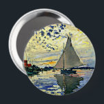 Monet - Sailboat at le Petit Gennevilliers 4 Inch Round Button<br><div class="desc">Claude Monet painting,  Sailboat at le Petit Gennevilliers.</div>