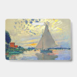 Monet Sailboat at Le Petit-Gennevilliers Badge<br><div class="desc">Badge featuring Claude Monet’s oil painting Sailboat at Le Petit-Gennevilliers (1874). A serene sailboat sails the waters in Paris,  France. Perfect for lovers of Impressionism and French art collectors!</div>