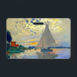 Monet Sailboat at Le Petit-Gennevilliers Badge<br><div class="desc">Badge featuring Claude Monet’s oil painting Sailboat at Le Petit-Gennevilliers (1874). A serene sailboat sails the waters in Paris,  France. Perfect for lovers of Impressionism and French art collectors!</div>